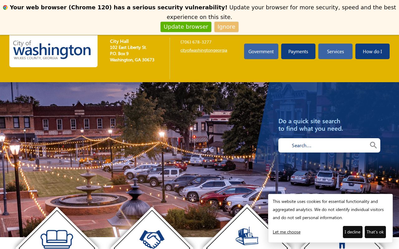 Washington warrant records City Hall contact page