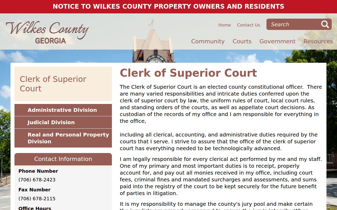 Wilkes County warrant records clerk page